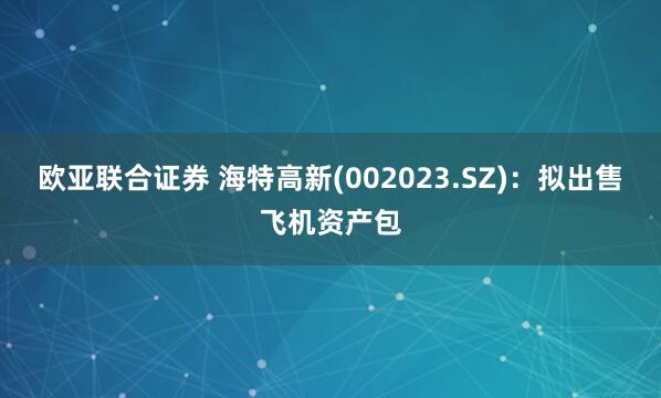欧亚联合证券 海特高新(002023.SZ)：拟出售飞机资产包
